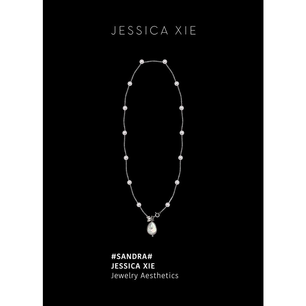 JX I 桑德拉 法式S925银隔珠天然巴洛克珍珠小众设计叠戴锁骨项链