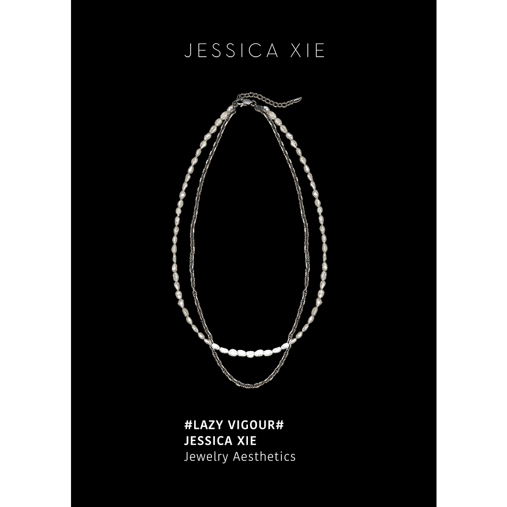 JX I 慵懒精神 高级小众设计感天然小巴洛克珍珠银项链双层叠戴