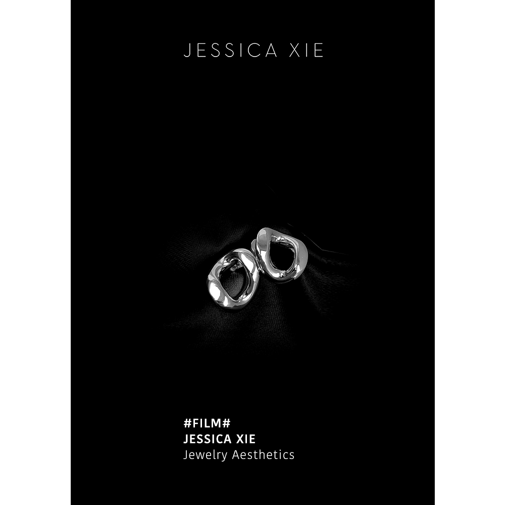 JX I 菲林 欧美高级金属质感不规则线条极简设计感气质i圈圈耳钉
