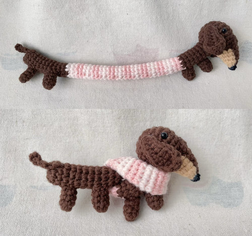 成品手工毛线钩织腊肠狗小狗包包挂件钥匙扣挂件摆件玩偶礼物