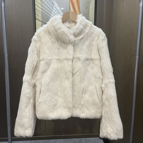 中古图真兔毛短款显瘦皮草外套