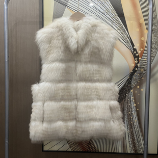 立领狐狸毛车条皮草马甲女2025新款中长款轻奢外套大衣显瘦高级感