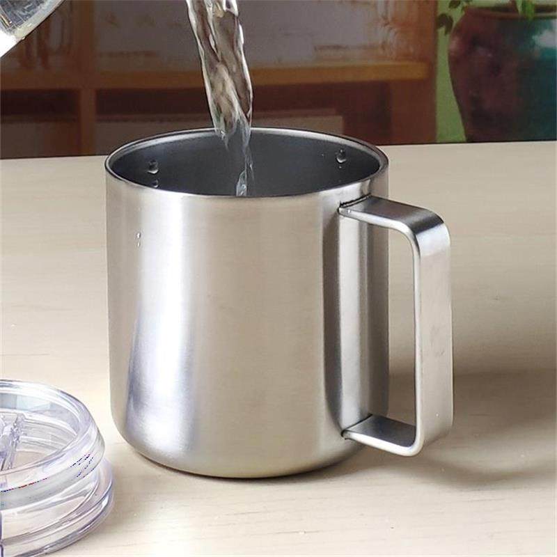 304不锈钢双层水杯啤酒杯带把