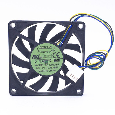 EVFLOW R127010BU 12V 0.45A 7CM 7010 4线pwm超薄静音散热风扇