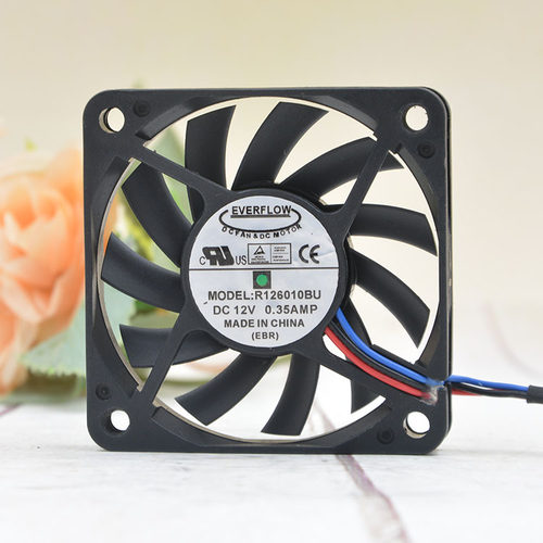 EVERFLOW 6CM 12V 0.35A R126010BU 6010 主板cpu 超薄大风量风扇