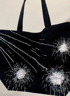 Maci jadick黑色质感烟花小众设计手提包