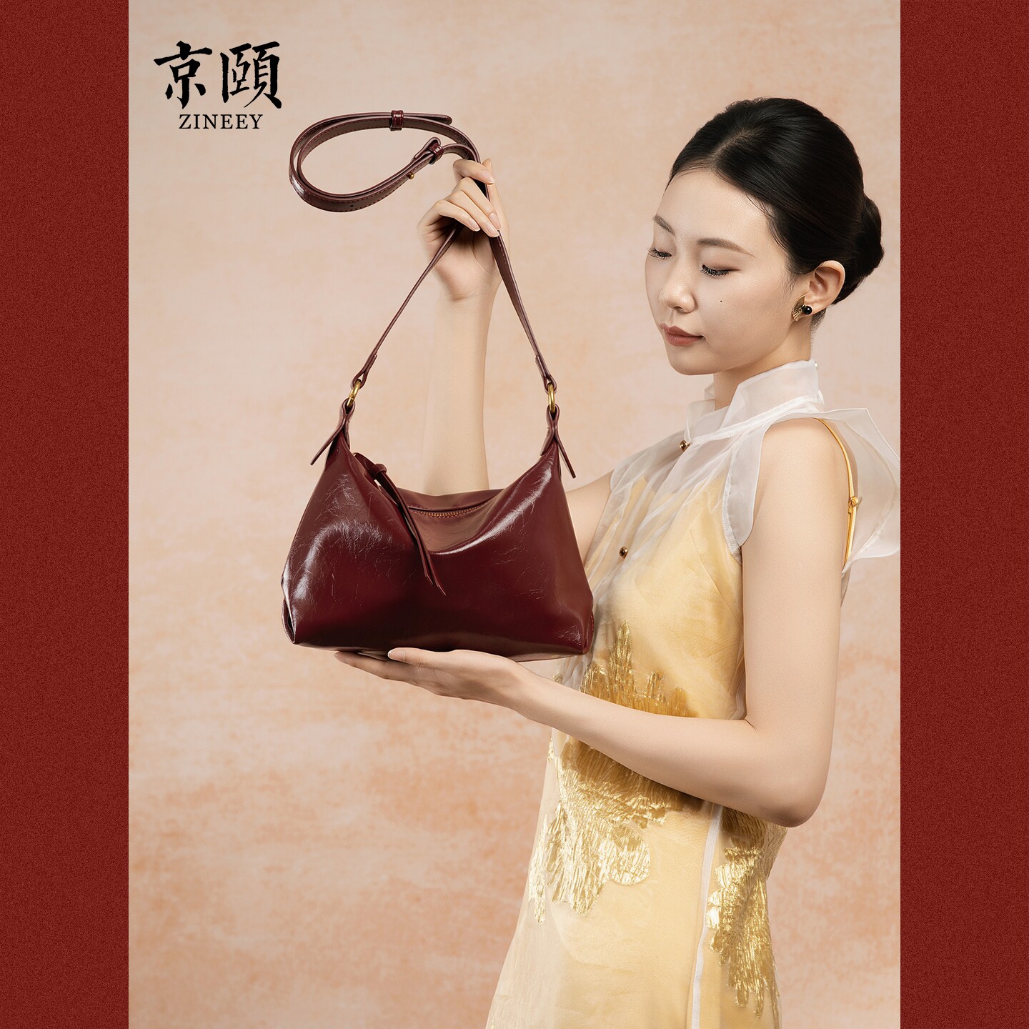 2026新款安可拉红油蜡皮Hobo包  松弛感大容量新娘通勤两用女包