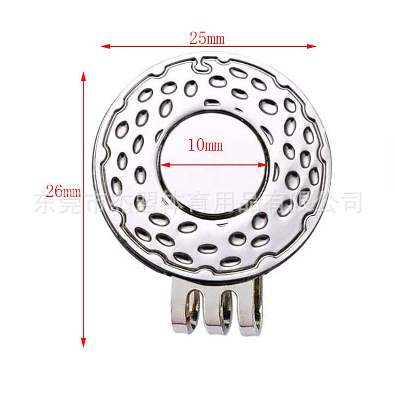新款高尔夫帽夹golf Mark 马克25mm圆币银色球位标带磁铁双孔热销