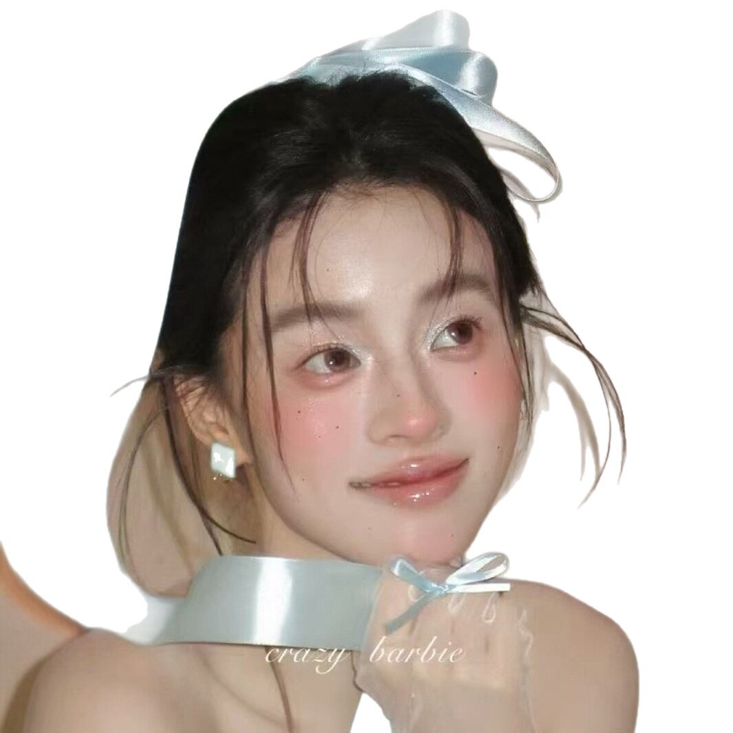 垂耳兔~薄荷绿色蝴蝶结发夹韩系飘带丝带发卡甜美氛围感拍照发饰