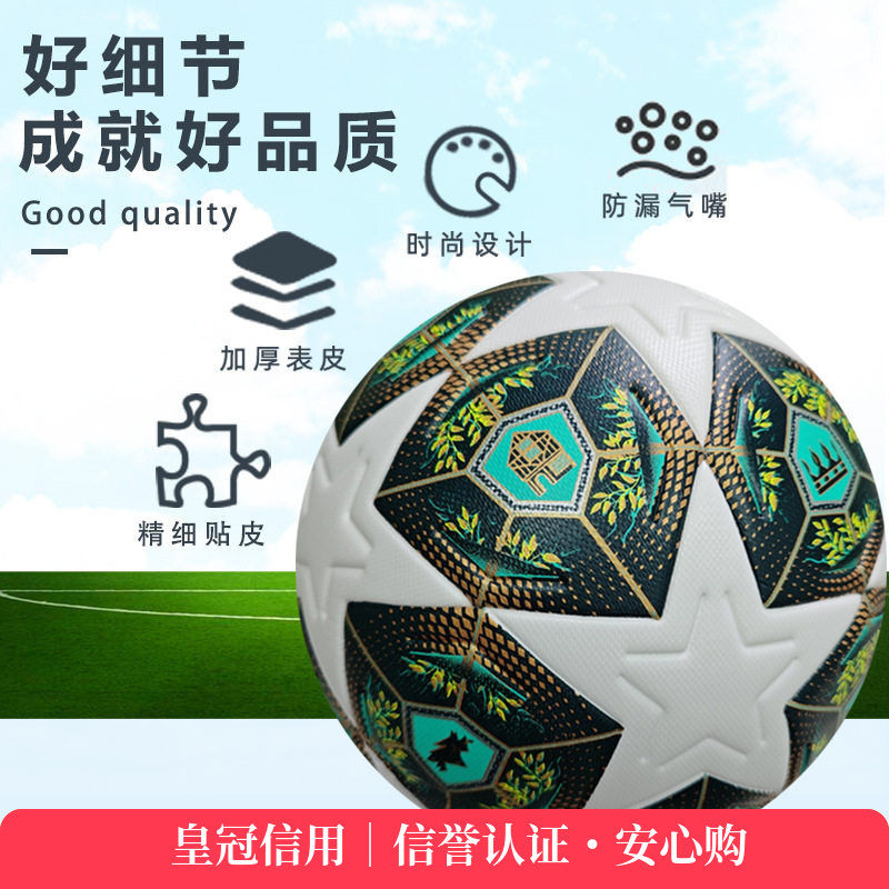加厚耐磨PU贴皮欧冠足球5号球 跨境现货训练比赛户外运动成人足球