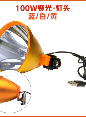渔夫之宝12V夹电瓶100头灯led蓝光黄光白光灯头钓鱼灯大功率