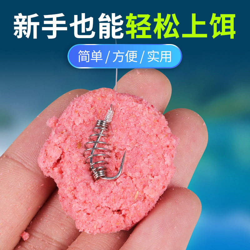弹簧鲢鳙钩新关东子线双钩仕掛袖钩鱼钩绑好成品细子线双勾子线钩