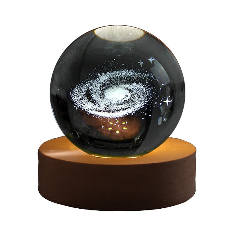 3d发光银河星空太阳系内雕水晶球小夜灯桌面摆件朋友同学生日礼物