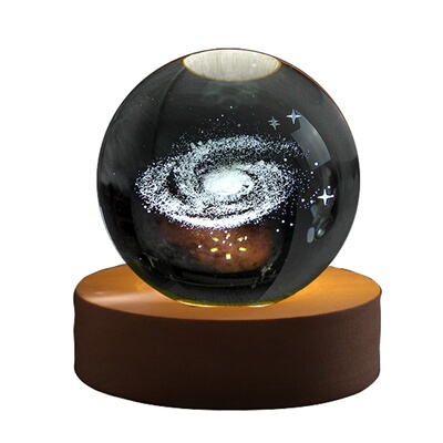 3d发光银河星空太阳系内雕水晶球小夜灯桌面摆件朋友同学生日礼物
