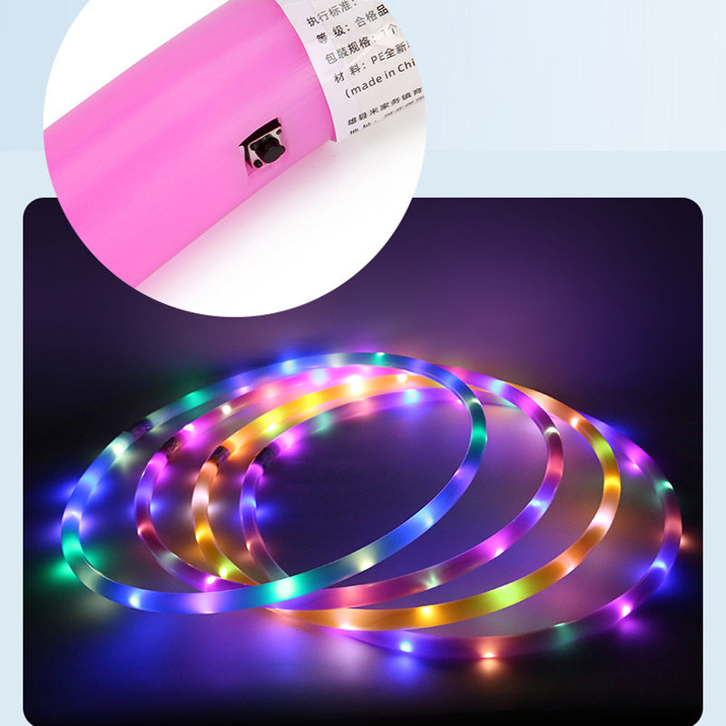 LED发光呼啦圈儿童成人一体塑料款呼啦圈 加粗七彩适合转的呼啦圈