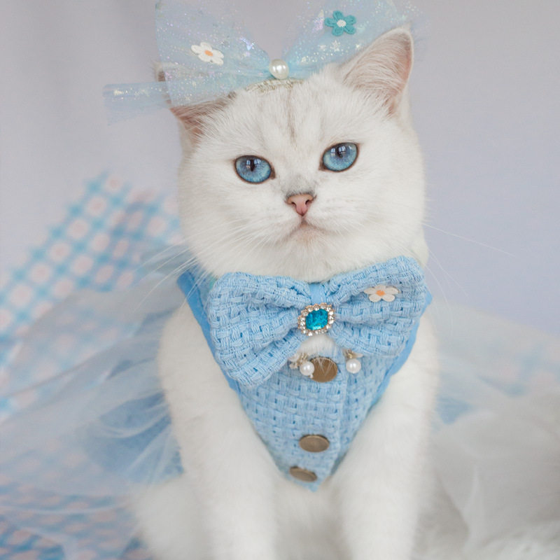 新款 手工小香风婚纱礼服宠物狗衣服 猫咪公主蓬蓬裙 跨境货源