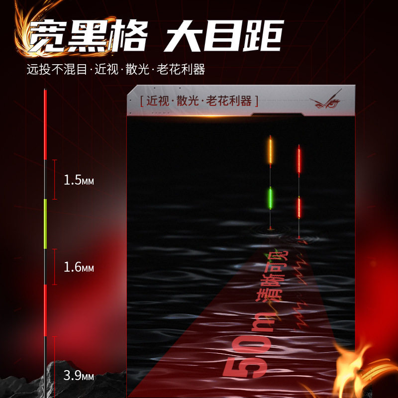 大目距远投大物LED夜光漂鲢鳙巨物超亮极细硬尾咬钩变色电子漂