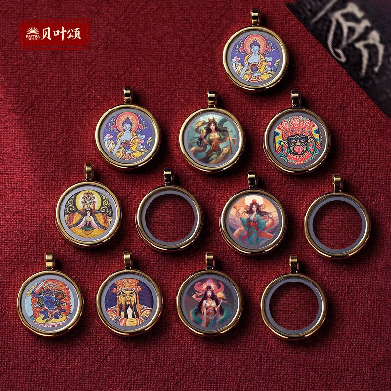 支持定制小唐卡黄财法眼随身唐卡手绘五方财眼睛嘎乌盒文艺复古