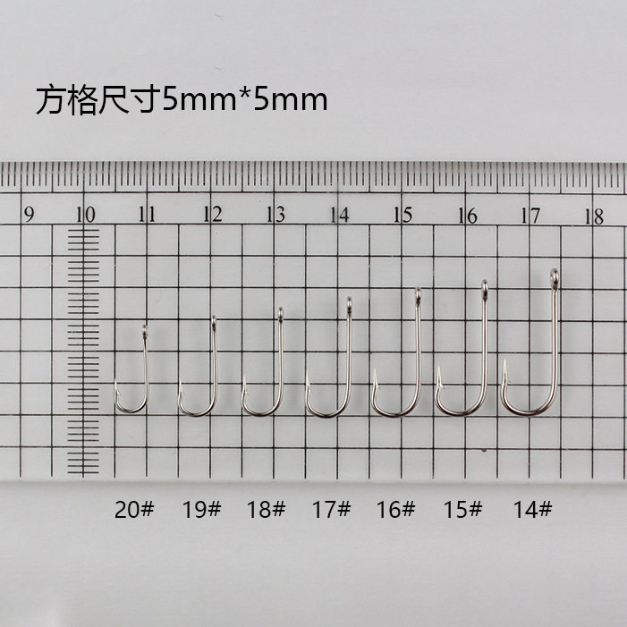 长柄鱼钩散装管付带孔圈眼有倒刺长把直柄海钓钩鲈鱼黑鱼鲳鱼钓钩