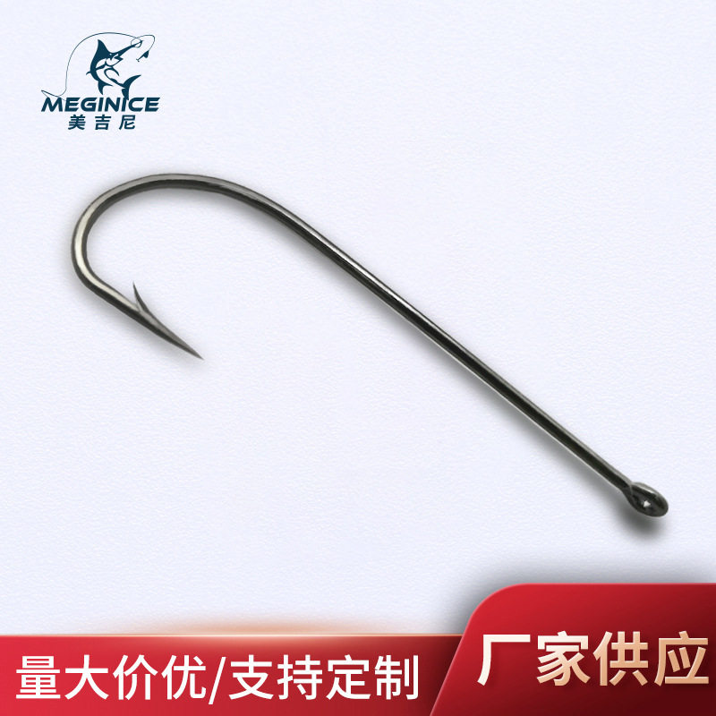 大倒刺带鱼钩散装长柄管付钩加长款大号细条鲳鱼钩鲅鱼海钓钩饵钩