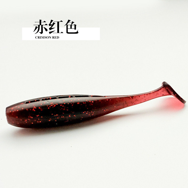 现货供应 鲈鱼T尾3寸7.6CM路亚软饵光面鲈鱼鳜鱼饵黑坑精细钓组