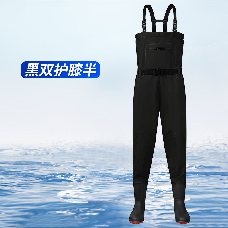 802黑色黄底 PVC劳保鞋工业防护鞋直筒防水防滑耐磨雨鞋防汛雨鞋