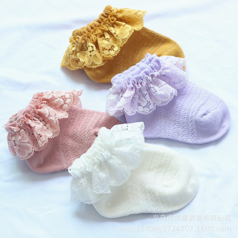 儿童袜子春秋夏季女童花边袜蕾丝公主婴儿松口袜宝宝袜棉短袜透气