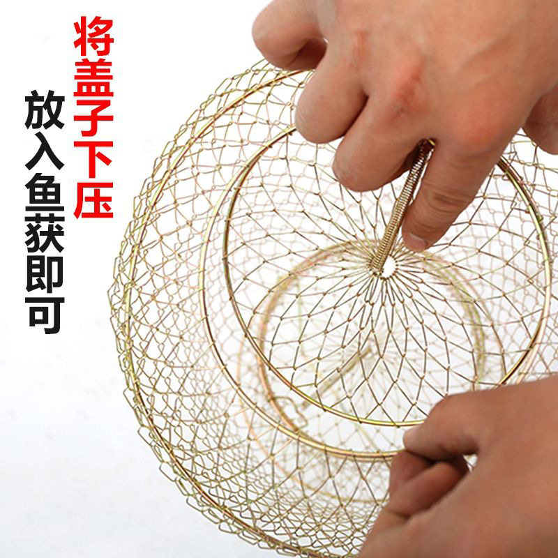 铁丝鱼护鱼篓网兜海钓装鱼螃蟹金属鱼笼防跳网黑坑便携鱼篓批发