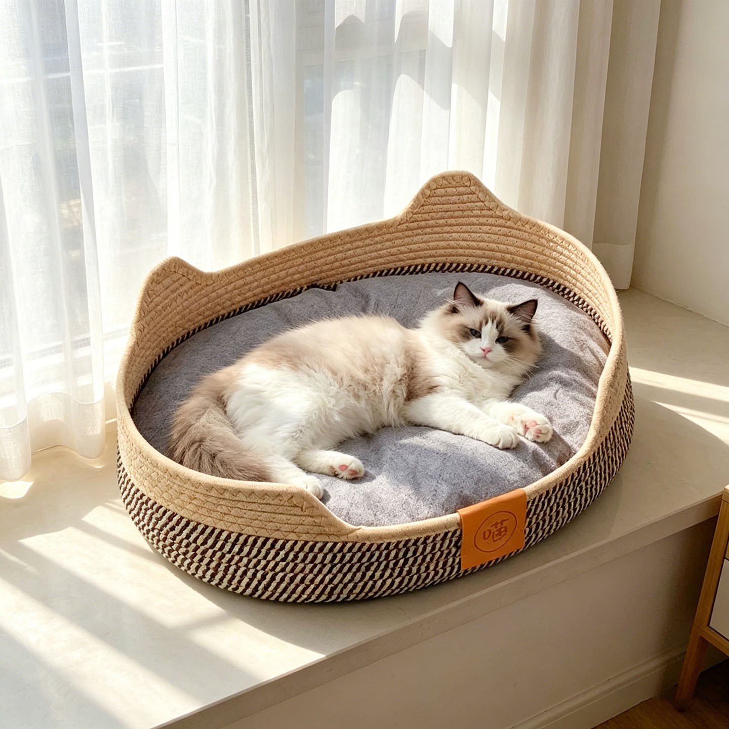 跨境藤编猫窝四季通用夏季透气猫咪窝猫床猫抓板窝猫沙发睡垫可洗