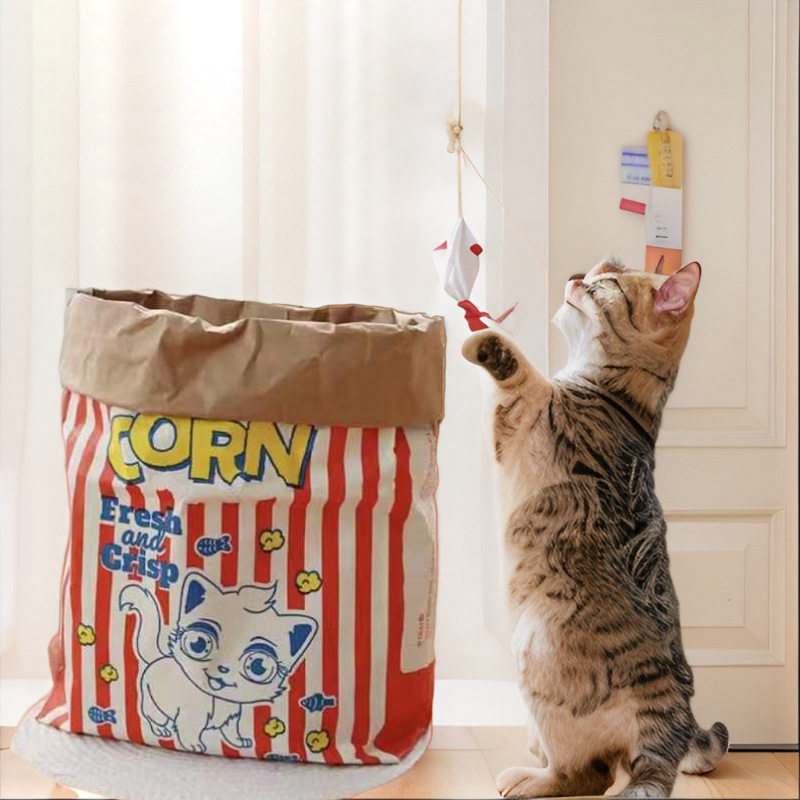 【新品】猫咪牛皮纸袋可爱益智逗猫捉迷藏袋四季用磨爪耐撕猫抓板