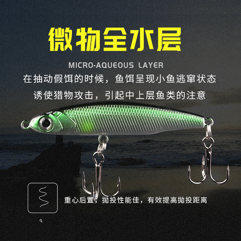 全泳层3g5g微物小银鱼沉水小铅笔淡海水路亚饵鱼饵硬饵假饵微物饵