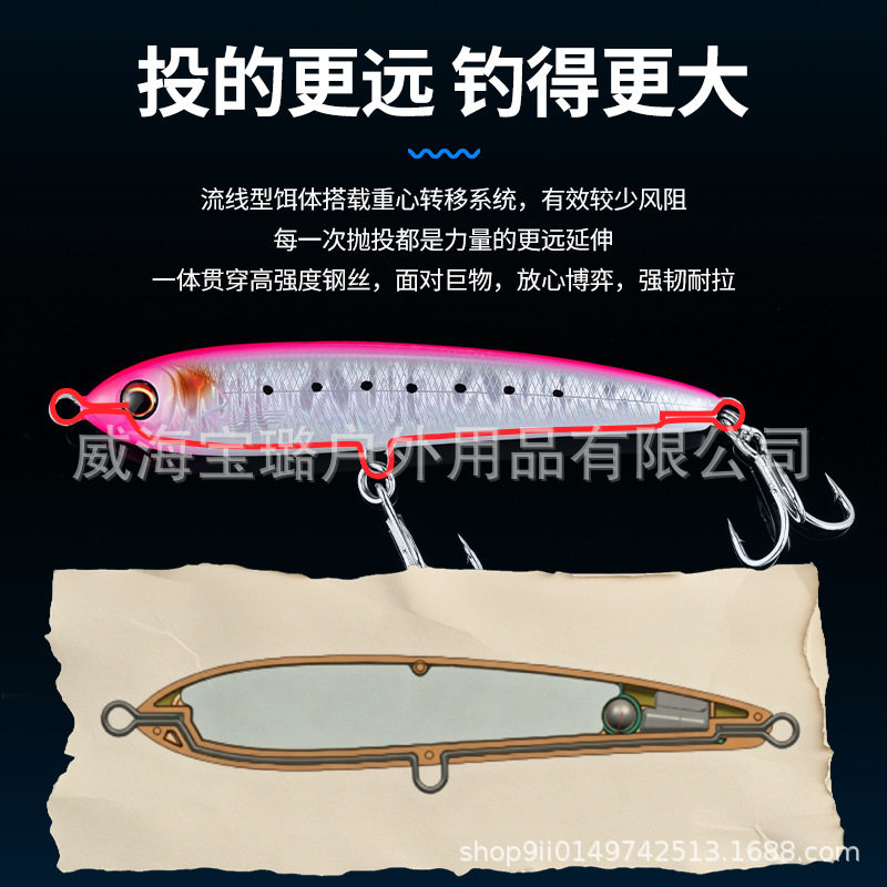 海钓硬饵现货批发大铅笔路亚饵船钓金枪黄鲣浮水假饵外贸钓鱼硬饵