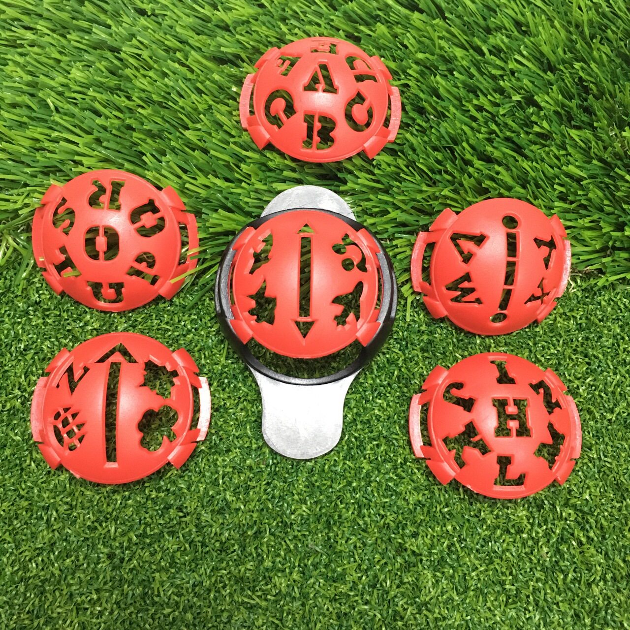 高尔夫球画线器 塑料划线壳套装 组合字母图案造型搭配画线组合