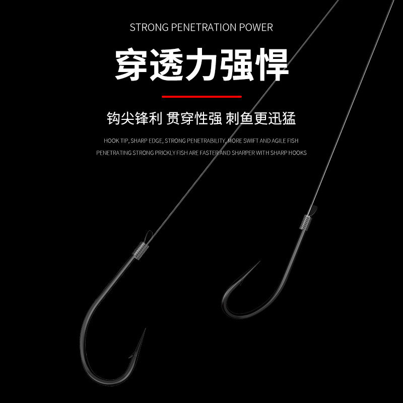 40付丸世鱼钩绑好子线双钩成品昂刺鱼钩黄辣丁钩歪嘴短子线勾