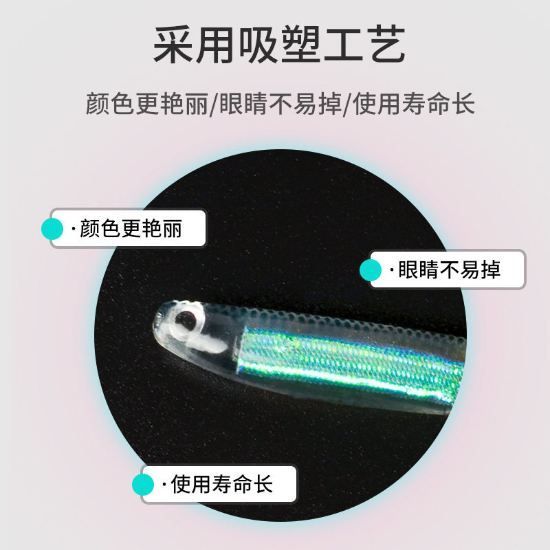 路亚诱饵仿真假软饵尖尾彩虹鱼野钓仿生鱼饵淡海水翘嘴鲈黑假软饵