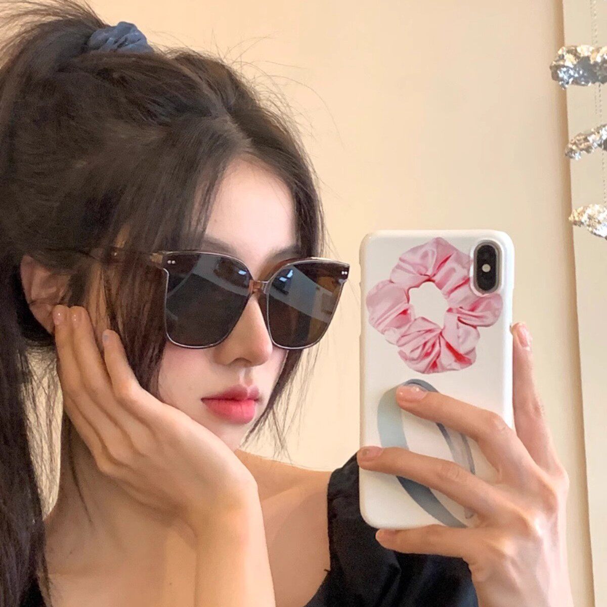 LO方形大框墨镜女高级感ins开车防紫外线强光大脸显瘦太阳眼镜男
