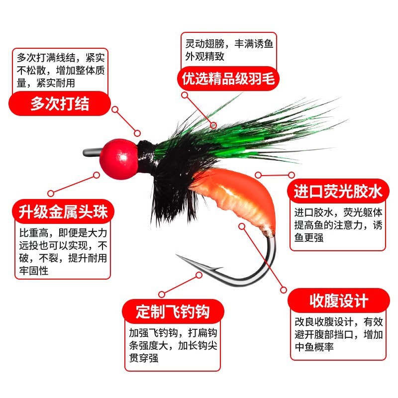 毒蚊飞蝇钩钓组套装盒微物路亚饵马口白条瓜子亮片助投器路亚假饵