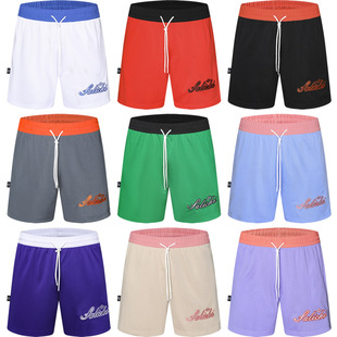 简约时尚双层网眼透气速干运动训练休闲羽毛球网球三分短裤男女潮