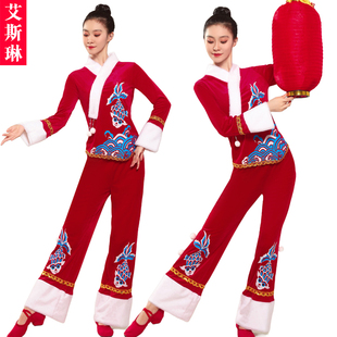 广场舞服装套装冬新款金丝绒阔腿裤灯笼舞舞蹈演出服腰鼓舞打鼓服