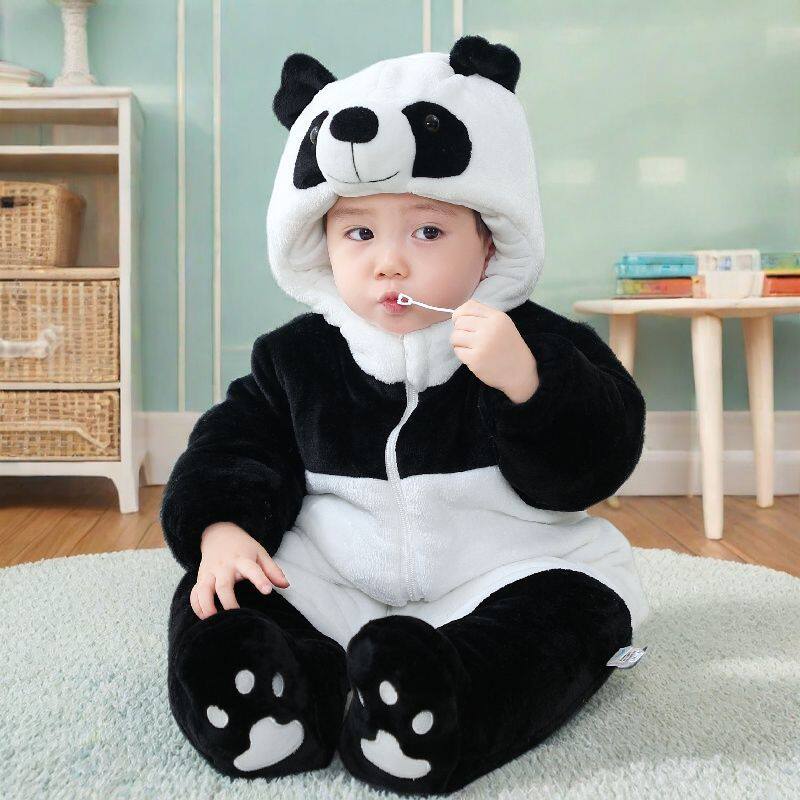 婴儿连身衣冬季加厚卡通爬爬服