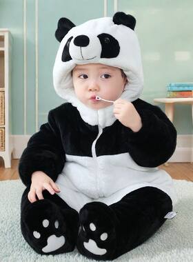 婴儿连身衣冬季加厚卡通爬爬服