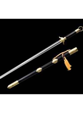 龙泉古铁斋宝剑牡丹环首太极剑黄铜黑檀花纹钢晨练武术剑未开刃