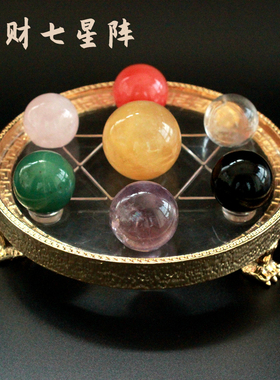 水晶球金属框七星阵镇宅招财摆件