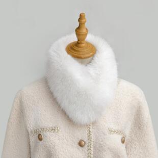 狐狸毛围巾女冬季磁吸扣毛领围脖套护颈兔毛仿皮草韩版百搭高级感