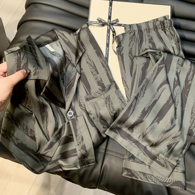 男士睡衣春秋季冰丝长袖高级感