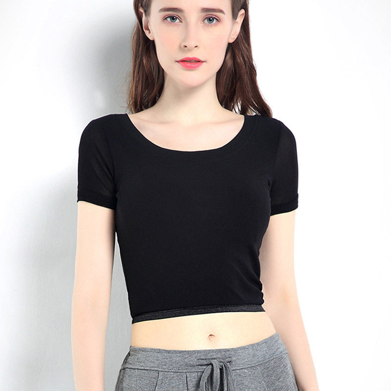 新款韩版网纱短款性感露脐短袖纱衣半截上衣女白色t恤内搭打底衫