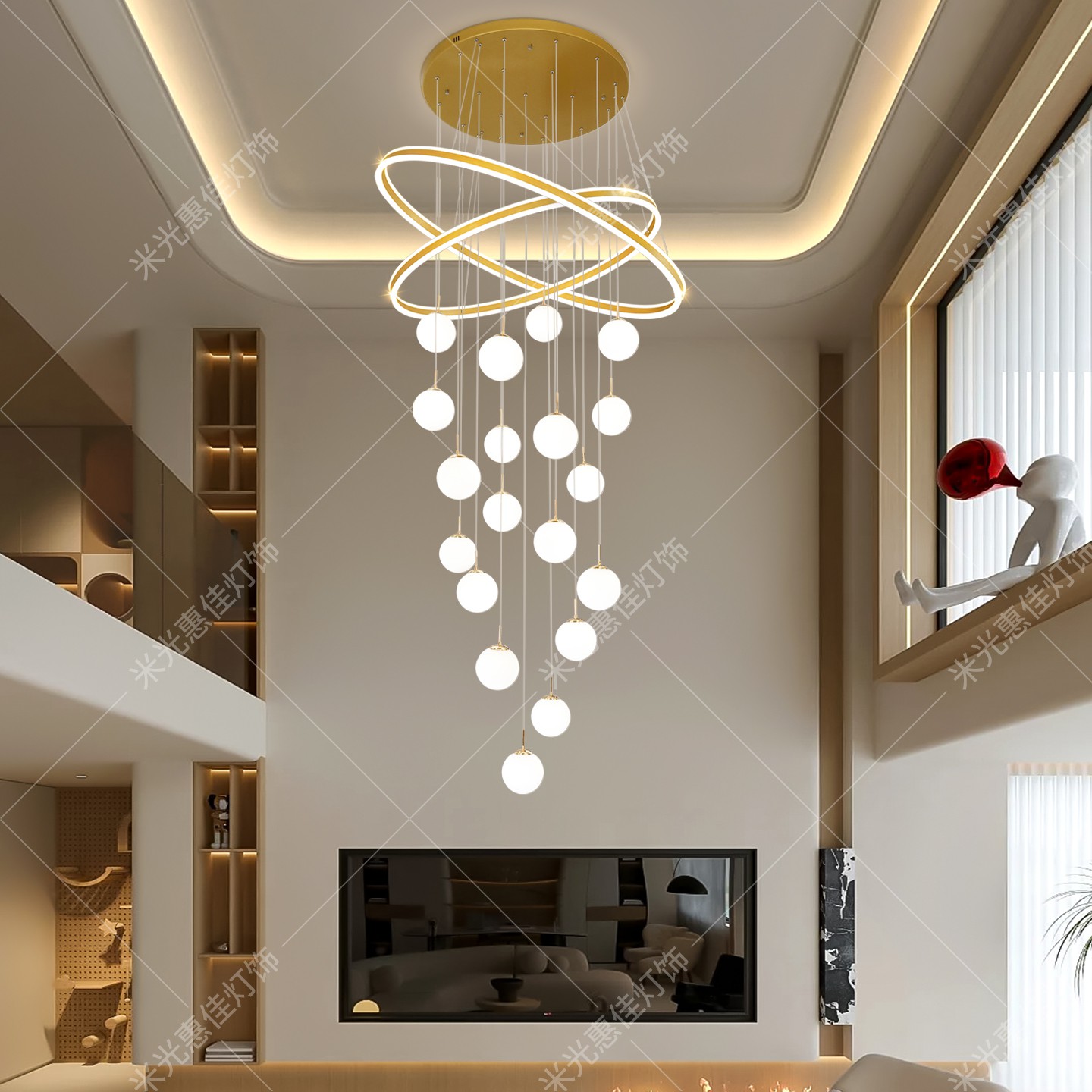 复式楼大吊灯2025年新款别墅挑空客厅大厅主灯现代简约楼梯间吊灯