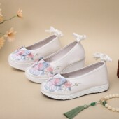 新款 汉服鞋 女搭配古装 蝶恋花 翘头履内增高珍珠明制古风绣花鞋 春