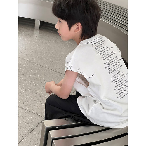 2026夏季新款男童无袖背心儿童纯棉宽松打底中小童炸街夏装上衣潮