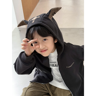 男童外套秋装 儿童春秋款 连帽卫衣开衫 休闲上衣男孩洋气潮 2025新款